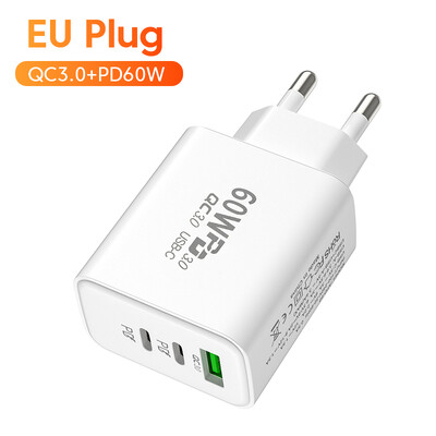 Olaf PD 60W USB C punjač Brzo punjenje tip C punjač Brzo punjenje 3.0 Adapter punjača za telefon za iPhone Xiaomi Huawei Samsung