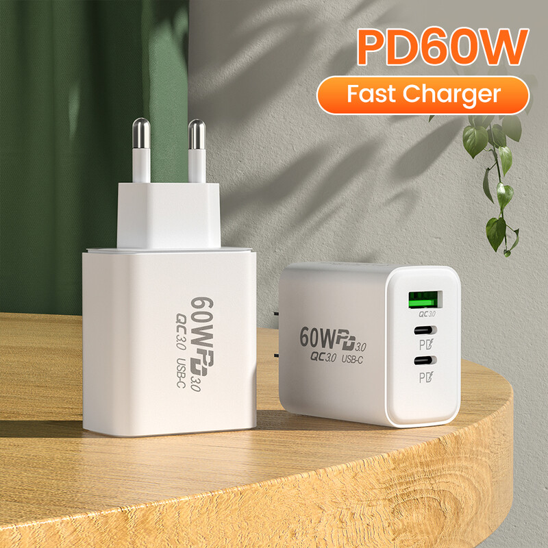 Olaf PD 60W USB C punjač Brzo punjenje tip C punjač Brzo punjenje 3.0 Adapter punjača za telefon za iPhone Xiaomi Huawei Samsung