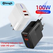 Elough 100W brzo punjenje USB LED punjač PD Quick Charge 5.0 USB tip C adapter punjača za iPhone Max Samsung Xiaomi Huawei