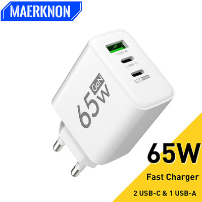 65 W GaN USB laadija Kiirlaadimine Kiirlaadija 3.0 reisilaadija iPhone 15 jaoks Samsung Xiaomi mobiiltelefoni adapter EU USA pistik