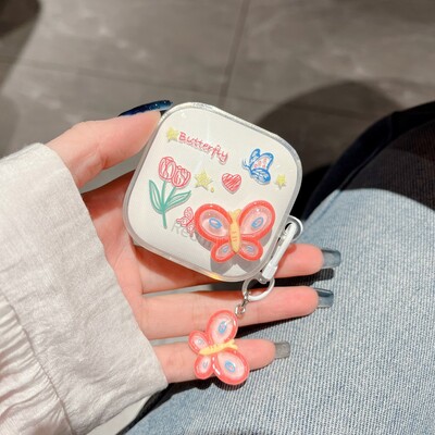 Για Redmi buds 6 Active Case Cute Cartoon / Flower Keychian Διαφανές κάλυμμα ακουστικών από σιλικόνη redmi 6 ενεργή θήκη