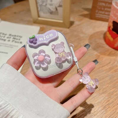 Για Redmi buds 6 Active Case Cute Cartoon / Flower Keychian Διαφανές κάλυμμα ακουστικών από σιλικόνη redmi 6 ενεργή θήκη