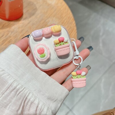 Για Redmi buds 6 Active Case Cute Cartoon / Flower Keychian Διαφανές κάλυμμα ακουστικών από σιλικόνη redmi 6 ενεργή θήκη