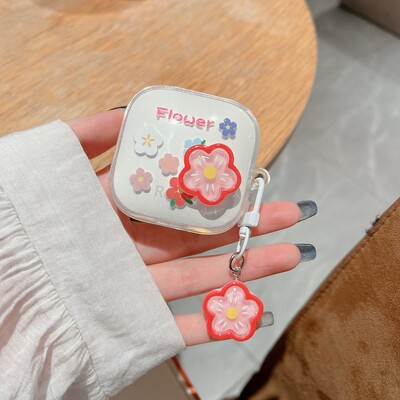 Για Redmi buds 6 Active Case Cute Cartoon / Flower Keychian Διαφανές κάλυμμα ακουστικών από σιλικόνη redmi 6 ενεργή θήκη