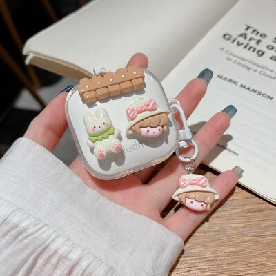 Για Redmi buds 6 Active Case Cute Cartoon / Flower Keychian Διαφανές κάλυμμα ακουστικών από σιλικόνη redmi 6 ενεργή θήκη