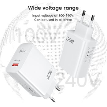 120W USB зарядно устройство Quick Charge 3.0 USB C кабел тип C кабел за зареждане Бързо зарядно устройство за телефон Стенен адаптер за iPhone iPad Xiaomi Samsung