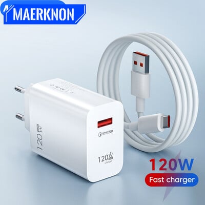 120W USB зарядно устройство Quick Charge 3.0 USB C кабел тип C кабел за зареждане Бързо зарядно устройство за телефон Стенен адаптер за iPhone iPad Xiaomi Samsung