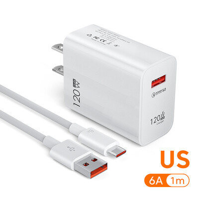 Φορτιστής USB 120W Γρήγορη φόρτιση 3.0 Καλώδιο USB C Καλώδιο φόρτισης Τύπου C Καλώδιο φόρτισης γρήγορου φορτιστή τηλεφώνου Προσαρμογέας τοίχου για iPhone iPad Xiaomi Samsung