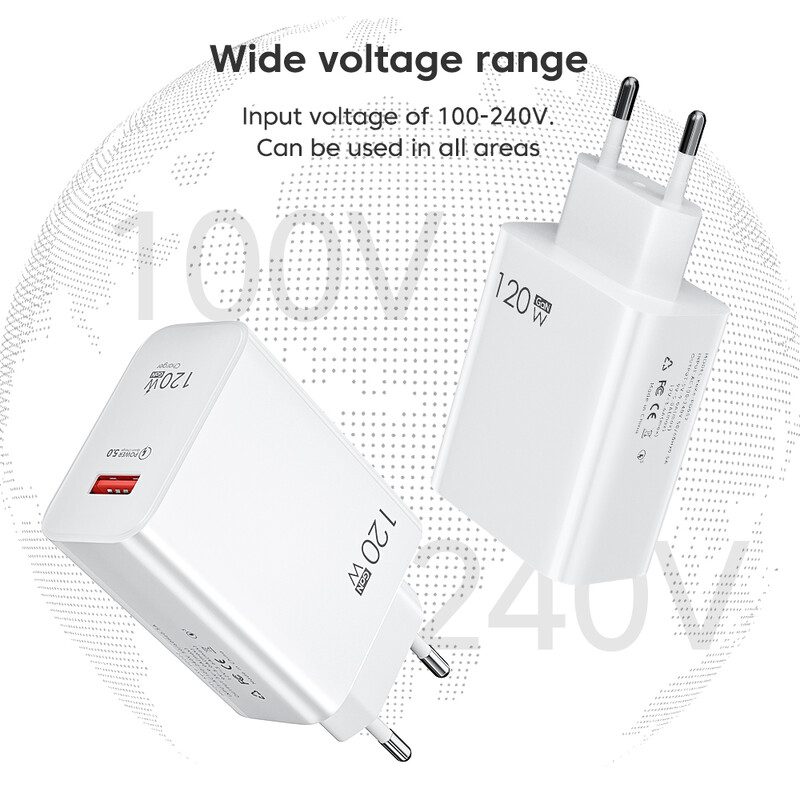 120 W USB įkroviklis Greitas įkrovimas 3.0 USB C laidas C tipo įkrovimo laidas Greitas telefono įkroviklis Sieninis adapteris, skirtas iPhone iPad Xiaomi Samsung
