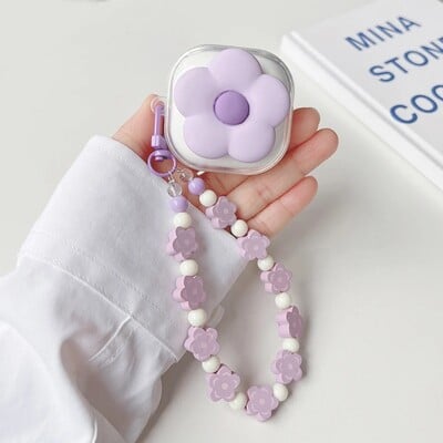 Korea Cute Purple Flower Clear Earbuds Cover For Samsung Galaxy Buds 2 Pro Lovely Bracelet Θήκη ακουστικών για Samsung Buds Live