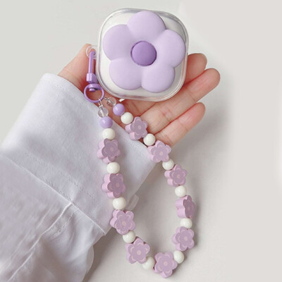 Korea Cute Purple Flower Clear Earbuds Cover For Samsung Galaxy Buds 2 Pro Lovely Bracelet Θήκη ακουστικών για Samsung Buds Live