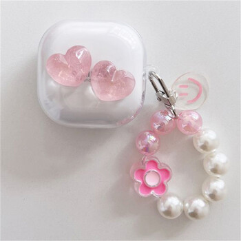 Kawaii Cute Pink Love Heart Earbuds Headphones Μαλακή θήκη για Samsung Galaxy Buds Live με θήκη μπρελόκ για Samsung Buds 2 Pro