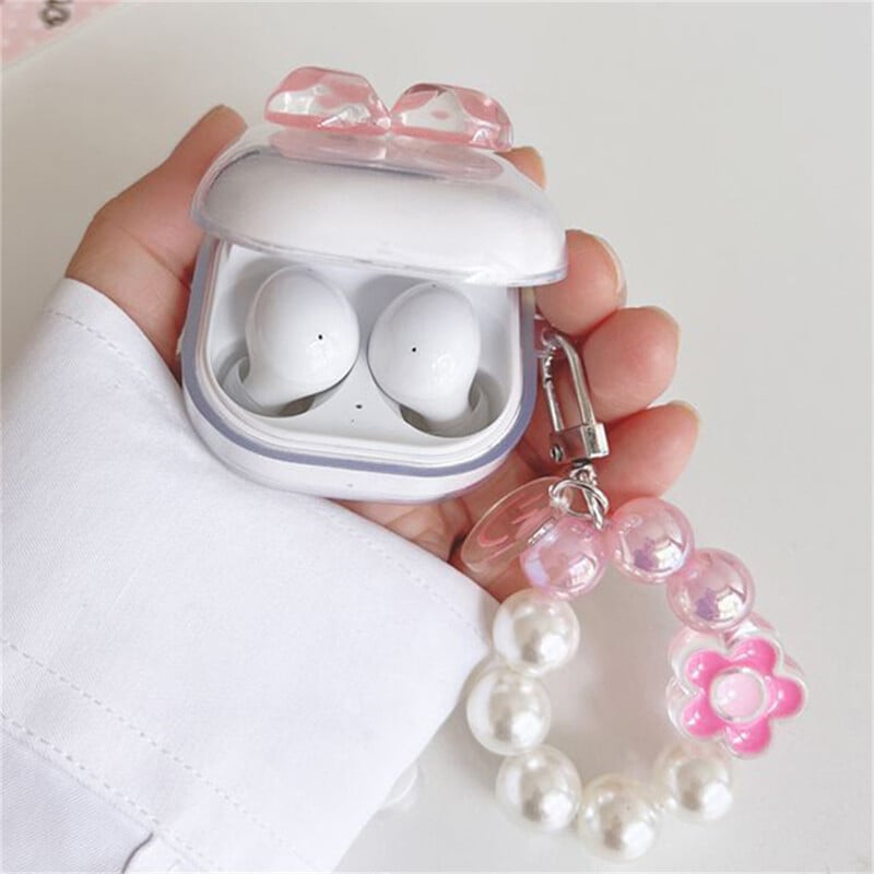 Kawaii Cute Pink Love Heart Slušalice za slušalice Mekana torbica za Samsung Galaxy Buds Live s privjeskom za ključeve za Samsung Buds 2 Pro