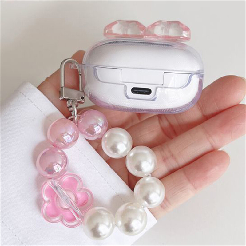 Kawaii Cute Pink Love Heart Slušalice za slušalice Mekana torbica za Samsung Galaxy Buds Live s privjeskom za ključeve za Samsung Buds 2 Pro