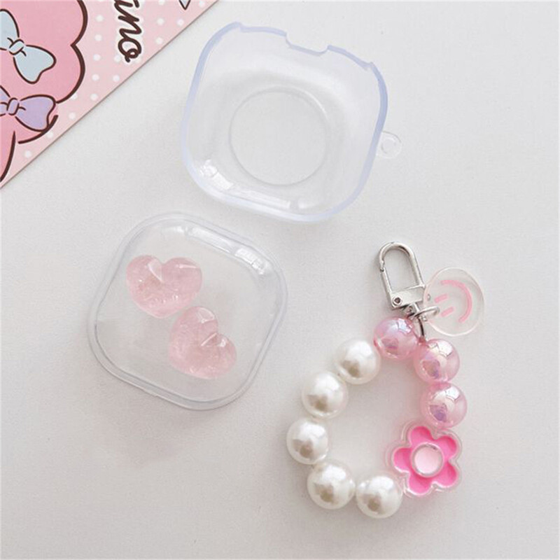 Kawaii Cute Pink Love Heart Slušalice za slušalice Mekana torbica za Samsung Galaxy Buds Live s privjeskom za ključeve za Samsung Buds 2 Pro