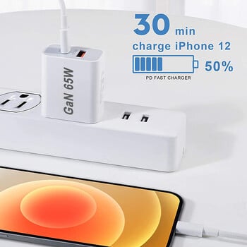 USB-C щепсел за бързо зареждане AU EU UK US 65W PD зарядно USB за iPhone 14 Xiaomi HUAWEI Блок за бързо зареждане на Samsung