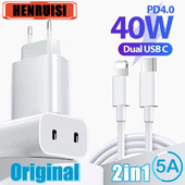 40 W dvigubas PD įkroviklis 2 prievadai USB tipo C įkroviklis Greitas įkrovimas skirtas iPhone 15 14 13 Samsung Xiaomi Oppo telefono įkroviklis greitas įkroviklis