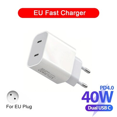 40 W dvigubas PD įkroviklis 2 prievadai USB tipo C įkroviklis Greitas įkrovimas skirtas iPhone 15 14 13 Samsung Xiaomi Oppo telefono įkroviklis greitas įkroviklis