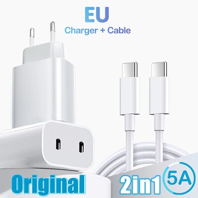 40 W dvigubas PD įkroviklis 2 prievadai USB tipo C įkroviklis Greitas įkrovimas skirtas iPhone 15 14 13 Samsung Xiaomi Oppo telefono įkroviklis greitas įkroviklis