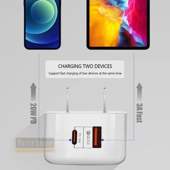 40W бързо бързо зареждане 20W USB C PD стенно зарядно устройство Eu US UK Plug за IPhone 12 13 14 15 Plus Pro Max Samsung Xiaomi LG Huawei