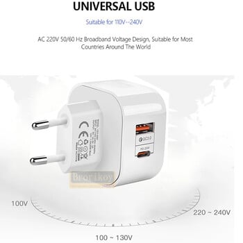 40W бързо бързо зареждане 20W USB C PD стенно зарядно устройство Eu US UK Plug за IPhone 12 13 14 15 Plus Pro Max Samsung Xiaomi LG Huawei