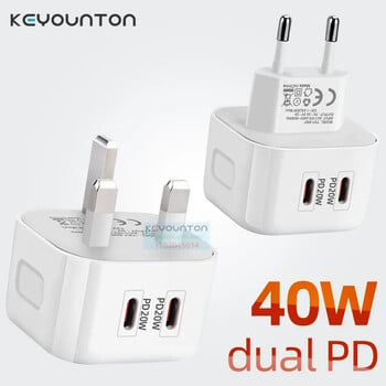 40W бързо бързо зареждане 20W USB C PD стенно зарядно устройство Eu US UK Plug за IPhone 12 13 14 15 Plus Pro Max Samsung Xiaomi LG Huawei