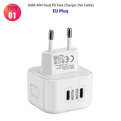 40W бързо бързо зареждане 20W USB C PD стенно зарядно устройство Eu US UK Plug за IPhone 12 13 14 15 Plus Pro Max Samsung Xiaomi LG Huawei