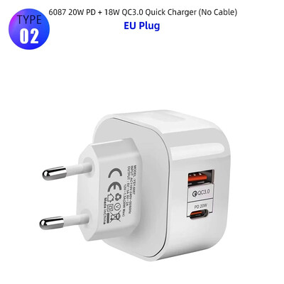 40W бързо бързо зареждане 20W USB C PD стенно зарядно устройство Eu US UK Plug за IPhone 12 13 14 15 Plus Pro Max Samsung Xiaomi LG Huawei