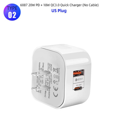 40W бързо бързо зареждане 20W USB C PD стенно зарядно устройство Eu US UK Plug за IPhone 12 13 14 15 Plus Pro Max Samsung Xiaomi LG Huawei