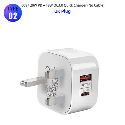 40W бързо бързо зареждане 20W USB C PD стенно зарядно устройство Eu US UK Plug за IPhone 12 13 14 15 Plus Pro Max Samsung Xiaomi LG Huawei