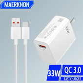 USB punjač 33W brzo punjenje EU/US utikač zidni punjač 6A tip C kabel za Xiaomi Redmi K30 K40 iPhone adapter za brzo punjenje telefona