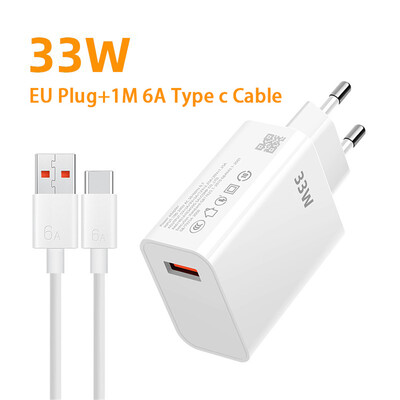 USB punjač 33W brzo punjenje EU/US utikač zidni punjač 6A tip C kabel za Xiaomi Redmi K30 K40 iPhone adapter za brzo punjenje telefona