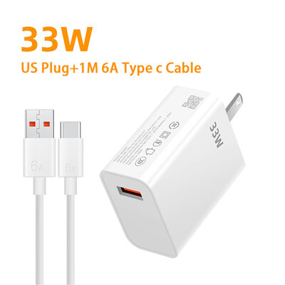 USB punjač 33W brzo punjenje EU/US utikač zidni punjač 6A tip C kabel za Xiaomi Redmi K30 K40 iPhone adapter za brzo punjenje telefona