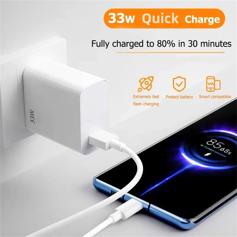 USB punjač 33W brzo punjenje EU/US utikač zidni punjač 6A tip C kabel za Xiaomi Redmi K30 K40 iPhone adapter za brzo punjenje telefona
