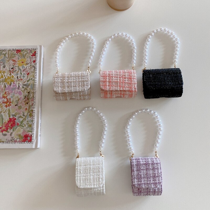 Prabangus rudens žiemos tvido audinio ausinių dėklo krepšys, skirtas AirPods 4 3 2 perlų apyrankės dėklas, skirtas Airpods Pro 2 įkrovimo dėžutės dangtelis