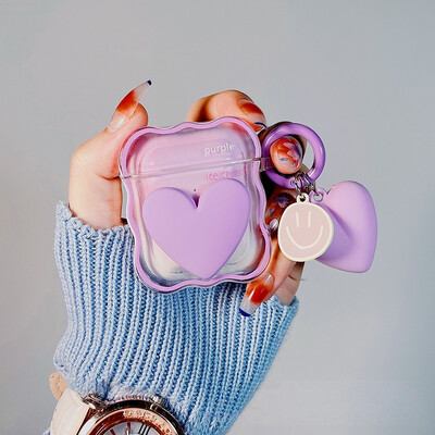 Bow Wave Case za Apple AirPods 3 Case Purple Floral Girls Cover za AirPods 1 2 AirPods Pro bežična kutija s privjeskom za ključeve Ins 3D