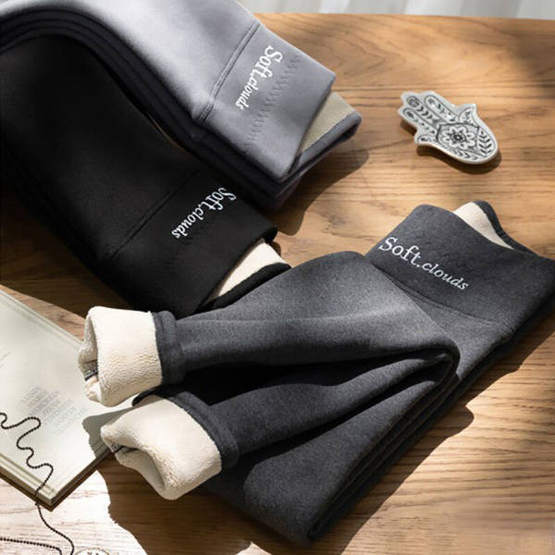 Клинове от агнешка кожа за жени 2022 нови есенни и зимни плюс кадифе и удебелени външни облекла Клинове с висока талия Топли клинове памучни панталони