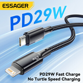 Καλώδιο Essager USB C για iPhone 14 13 12 11 Pro Max Xs 8 Plus iPad Macbook Wire 29W PD Γρήγορη φόρτιση Τύπος C στο καλώδιο δεδομένων φωτισμού