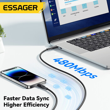 Καλώδιο Essager USB C για iPhone 14 13 12 11 Pro Max Xs 8 Plus iPad Macbook Wire 29W PD Γρήγορη φόρτιση Τύπος C στο καλώδιο δεδομένων φωτισμού