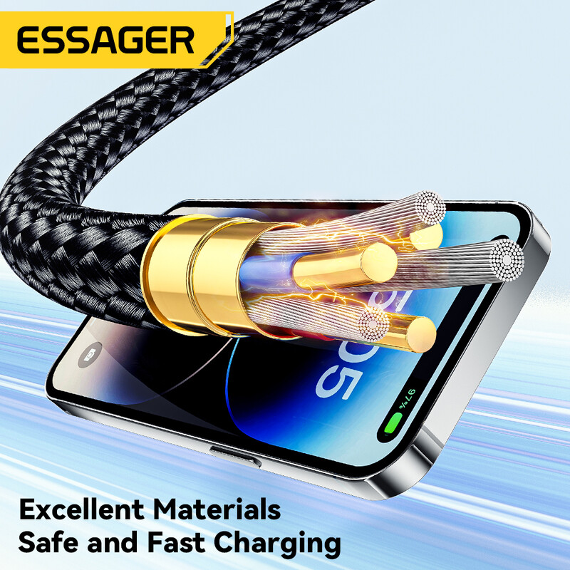 Essager USB C кабел за iPhone 14 13 12 11 Pro Max Xs 8 Plus iPad Macbook Wire 29W PD Бързо зареждане тип C към Lighting Data Cord