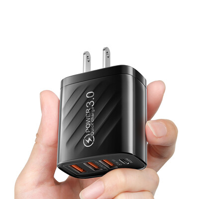 Φορτιστής 48W USB 4 Θύρα Τύπου C Γρήγορη φόρτιση QC 3.0 Για Samsung Xiaomi mi10 Προσαρμογέας φορτιστή Huawei για Smartphone PD Γρήγορη φόρτιση