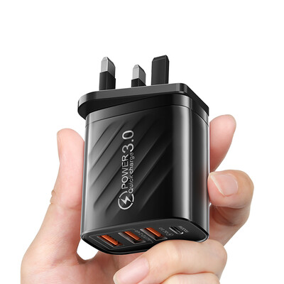 Φορτιστής 48W USB 4 Θύρα Τύπου C Γρήγορη φόρτιση QC 3.0 Για Samsung Xiaomi mi10 Προσαρμογέας φορτιστή Huawei για Smartphone PD Γρήγορη φόρτιση