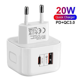 2-портов PD щепсел 40W USB тип C QC3.0 Адаптер за бързо зареждане на стена за зарядно устройство за iPhone 14 13 12 ProMax щепсел за зарядно устройство Телефонни аксесоари