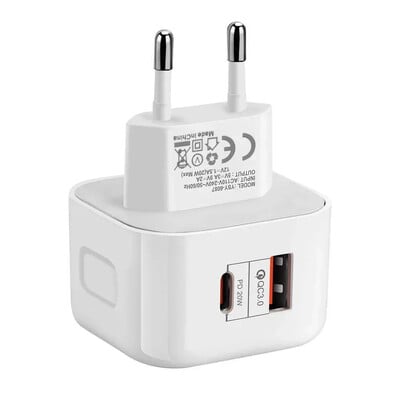Βύσμα PD 2 θυρών 40W USB Τύπος C QC3.0 Προσαρμογέας ταχείας φόρτισης επιτοίχιας φόρτισης για iPhone 14 13 12 Βύσμα φορτιστή ProMax Αξεσουάρ τηλεφώνου