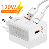 120W GaN USB įkroviklis Greitas įkrovimas Greitas įkrovimas 3.0 Type C Cable Mobiliojo telefono įkroviklio adapteris, skirtas iPhone Huawei Samsung Xiaomi