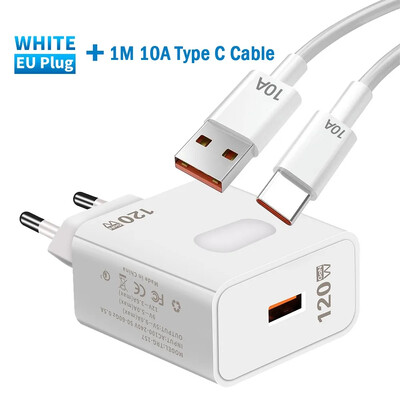 120W GaN USB įkroviklis Greitas įkrovimas Greitas įkrovimas 3.0 Type C Cable Mobiliojo telefono įkroviklio adapteris, skirtas iPhone Huawei Samsung Xiaomi