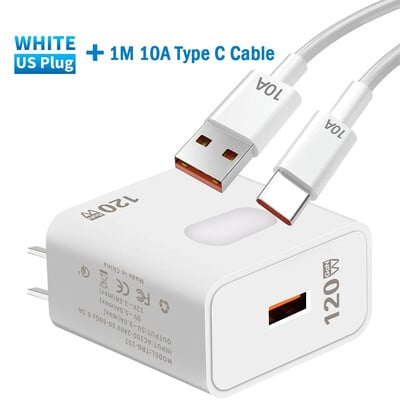 120W GaN USB įkroviklis Greitas įkrovimas Greitas įkrovimas 3.0 Type C Cable Mobiliojo telefono įkroviklio adapteris, skirtas iPhone Huawei Samsung Xiaomi