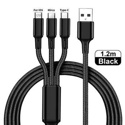 4 в 1/3 в 1 Micro USB Type C Кабел за бързо зареждане 3A Кабел за телефонна линия за данни за бързо зареждане за Iphone 15 14 Xiaomi Huawei USB C