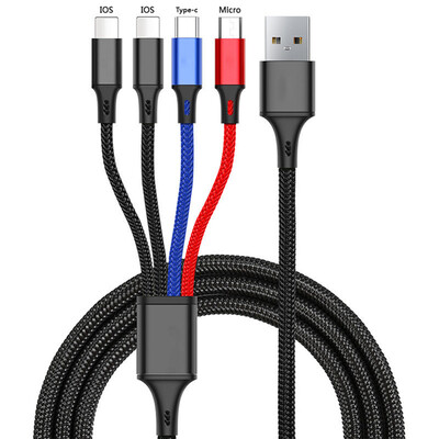 4 в 1/3 в 1 Micro USB Type C Кабел за бързо зареждане 3A Кабел за телефонна линия за данни за бързо зареждане за Iphone 15 14 Xiaomi Huawei USB C