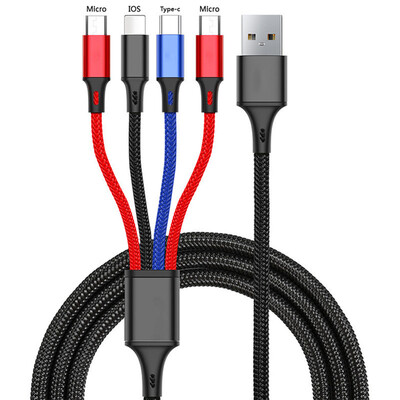 4 в 1/3 в 1 Micro USB Type C Кабел за бързо зареждане 3A Кабел за телефонна линия за данни за бързо зареждане за Iphone 15 14 Xiaomi Huawei USB C